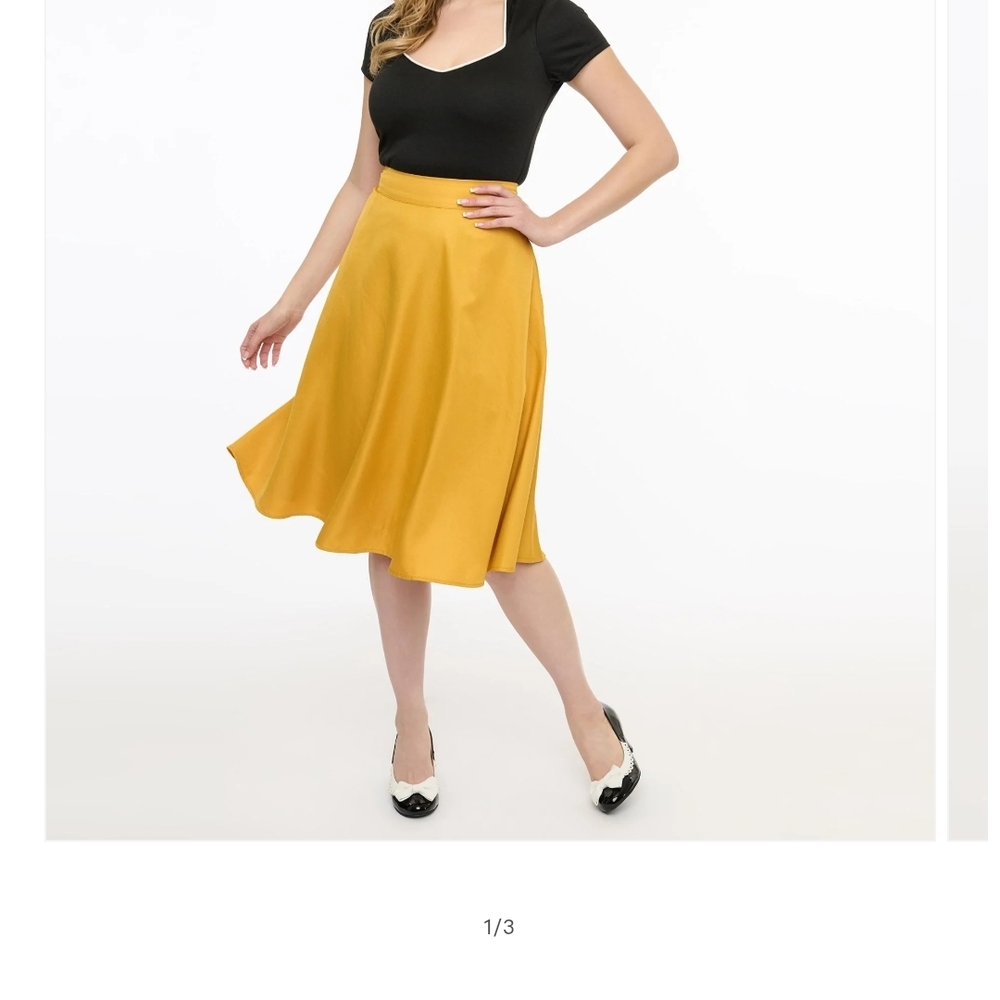 NWOT Unique Vintage 1950s Yellow High Waist Vivien Swing Skirt